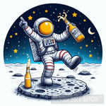 Spaceman Dancing On Moon And Having A Beer Abstract Ai Art