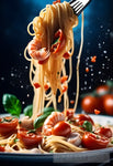 Spaghetti With Shrimp And Tomatoes Still Life Ai Art