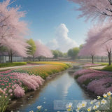 Spring Blossoms Landscape Ai Art