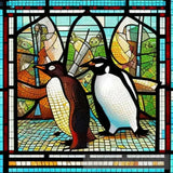 Stained-Glass Penguins Animal Ai Art