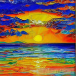 Stained Glass Rising Sun Ai Painting