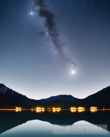 Starry Lakes In The Sky Landscape Ai Art