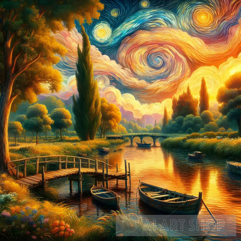 Starry Night: Dreamy Celestial Tranquility Ai Painting