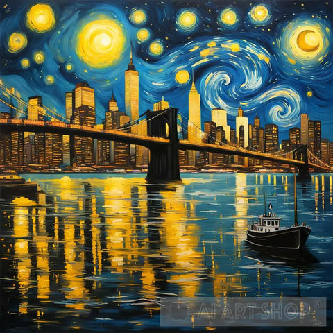 Starry Night In New York City Impressionism Ai Art