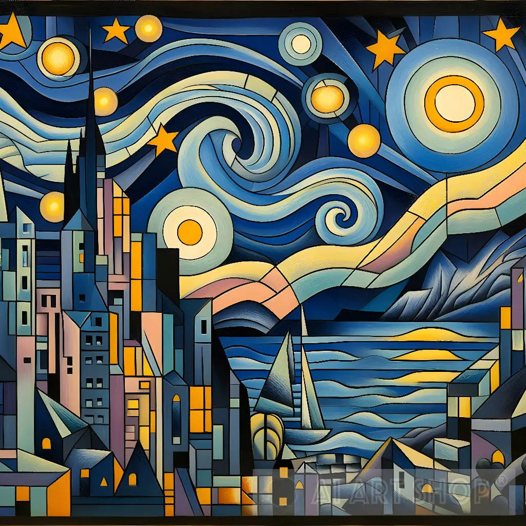 Starry Night Sky: Celestial Wall Art - Captivating and Serene Cosmi...