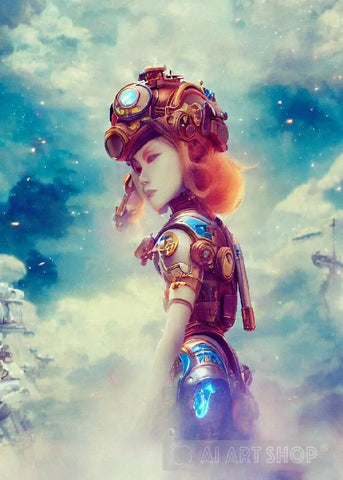 Steam Punk Red Head Ai Artwork