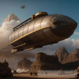 Steampunk Explorer With An Airship Portrait Ai Art