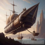 Steampunk Explorer With An Airship Portrait Ai Art