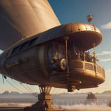 Steampunk Explorer With An Airship Portrait Ai Art