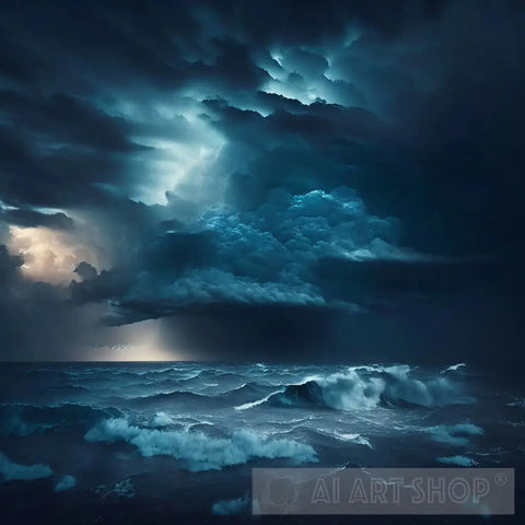 Storm Over The Ocean Ai Artwork