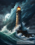 Stormy Night Lighthouse Ai Artwork