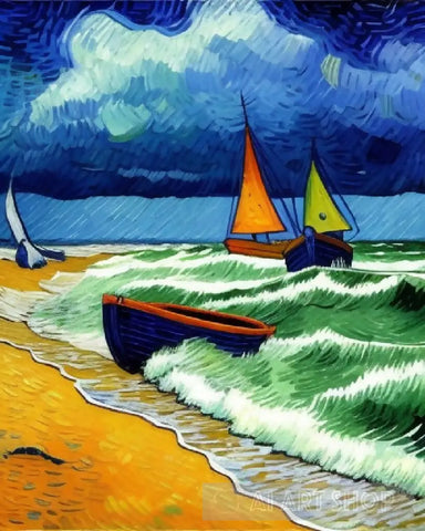 Stormy Seashore Impressionism Ai Art