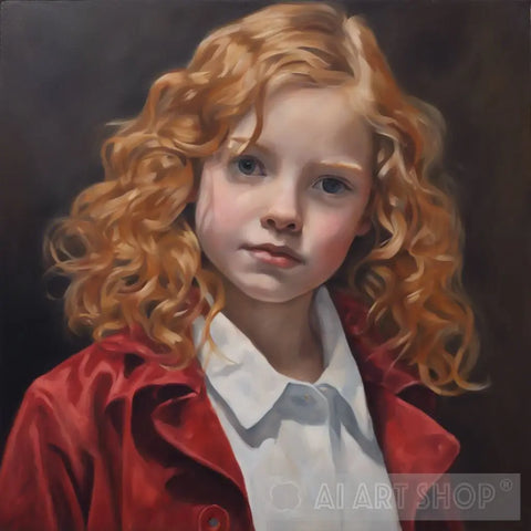 Strawberry Blond Haired Girl In A Red Coat Ai Painting