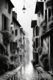 Street In Black And White Ai Artwork