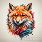 Strong Colorful Fox Face Animal Ai Art