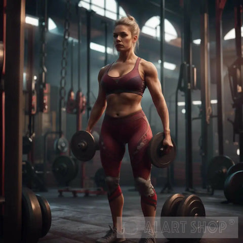 Strong Woman In Gym Ai Artwork