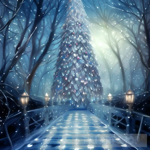 Stunning Winter Christmas Tree Landscape Ai Art