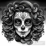 Sugar Skull - Black & White Ai Artwork