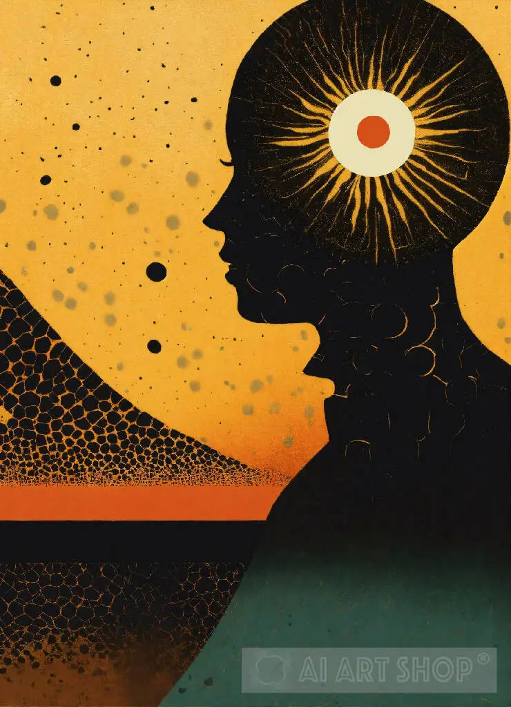 Sun profile + Halftone pattern + editorial