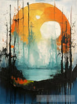 Sundown Silhouette: An Ai - Generated Landscape Abstract Ai Art