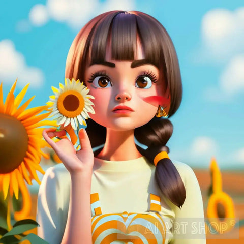 Sunflower Girl Ai Artwork