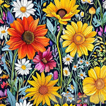 Sunflowers And Daisies On Midnight Ai Artwork