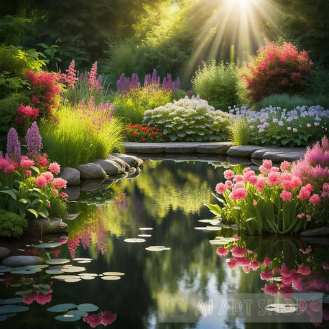 Sunlit Serenity: Reflections Of Nature’s Beauty Nature Ai Art