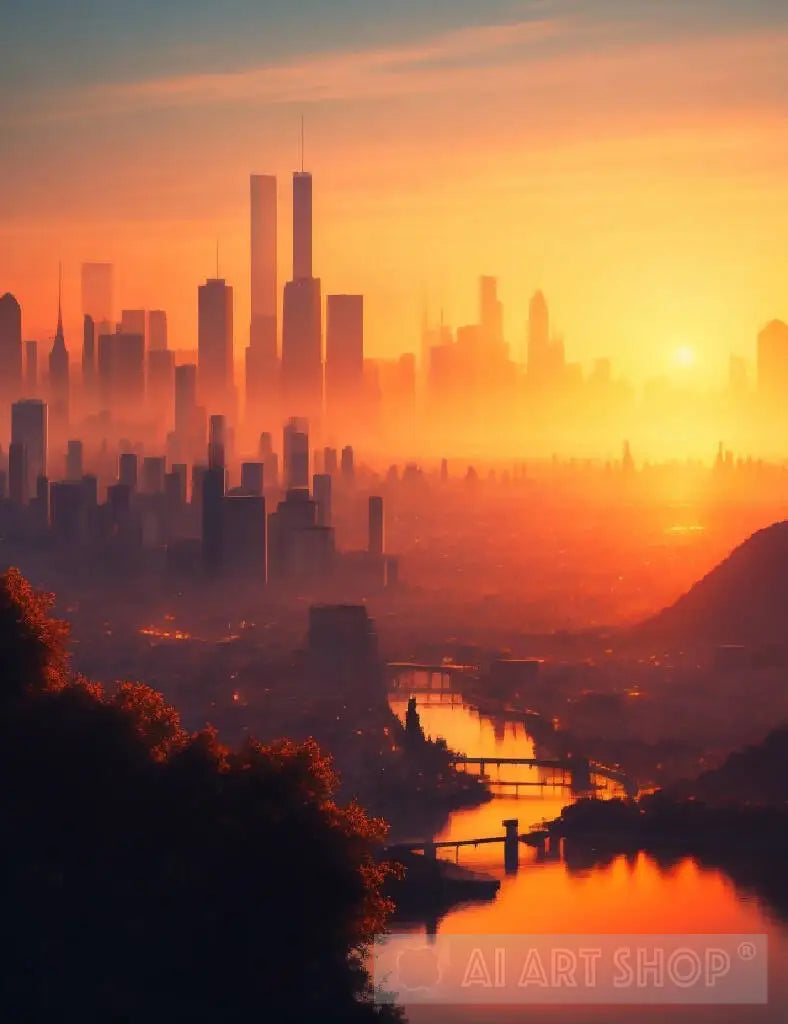 Sunrise a city landscape