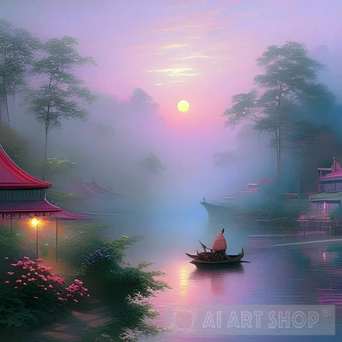 Sunrise And Lake Ai Artwork