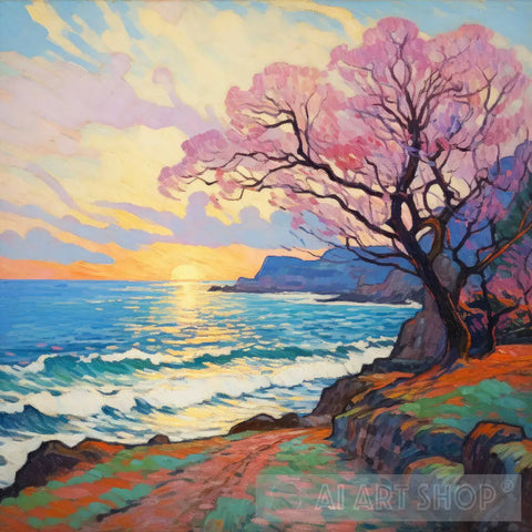 Sunrise At Seaside Impressionism Ai Art