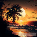 Sunrise At The Beach With Palm Tree 2 Nature Ai Art