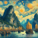 Sunrise Ha Long Bay With Van Gogh Style 3 Ai Artwork