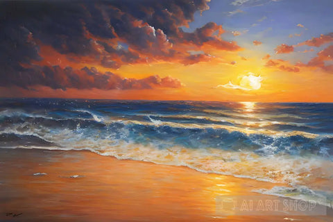 Sunset At The Sea Landscape Ai Art