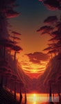 Sunset Canyon Nature Ai Art