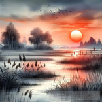 Sunset In The Countryside Ai Painting