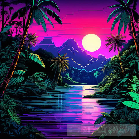 Sunset In The Jungle Ai Painting