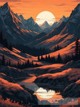 Sunset In The Mountains Ai Painting