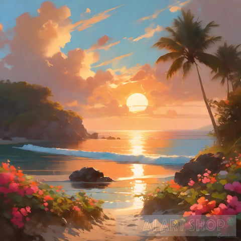 Sunset On Canvas Still Life Ai Art