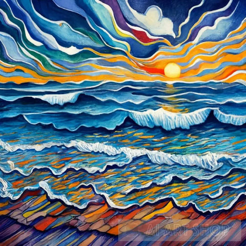 Sunset On The Beach Ai Painting