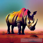 Sunset On The Savannah - Black Rhino Animal Ai Art