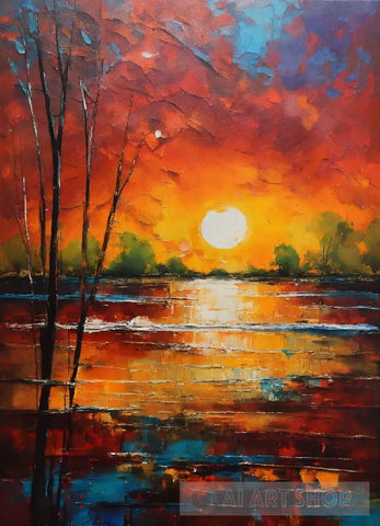 Sunset On The Sea Abstract Ai Art