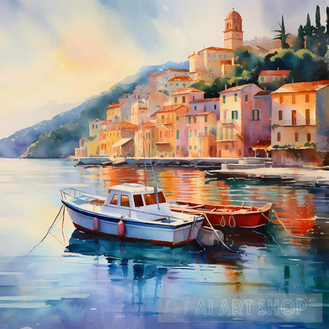 Sunset Serenity: Impressions Of The Italian Riviera Ai Artwork