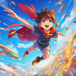 Super Kid Flying In The Sky Ai Artwork