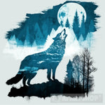 Super Wolf Howling At Moon. Animal Ai Art