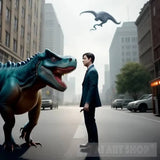 Supernatural Detective With A Pet Dinosaur Portrait Ai Art