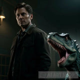 Supernatural Detective With A Pet Dinosaur Portrait Ai Art