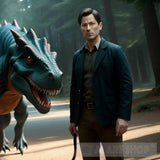 Supernatural Detective With A Pet Dinosaur Portrait Ai Art