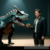 Supernatural Detective With A Pet Dinosaur Portrait Ai Art