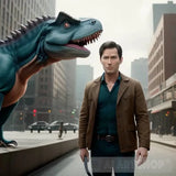 Supernatural Detective With A Pet Dinosaur Portrait Ai Art