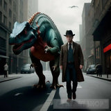 Supernatural Detective With A Pet Dinosaur Portrait Ai Art
